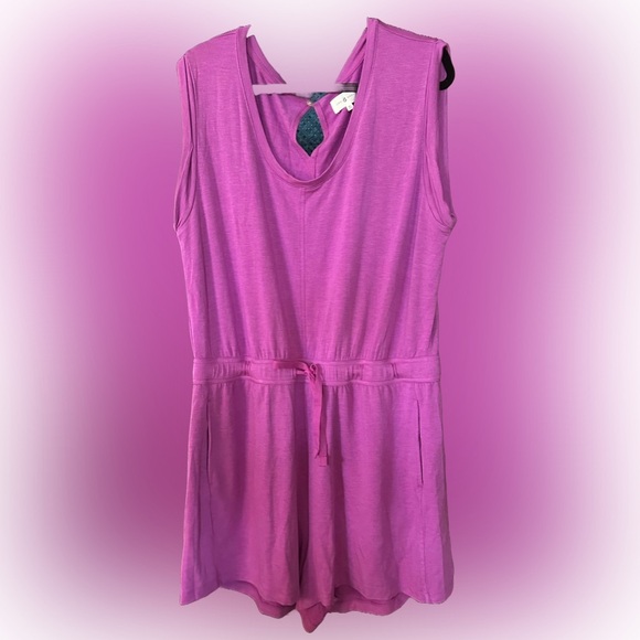 Lou & Grey Signaturesoft Scoop Neck Romper - Fuchsia color. XL - Picture 2 of 4